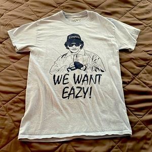 A baby blue EazyE t-shirt